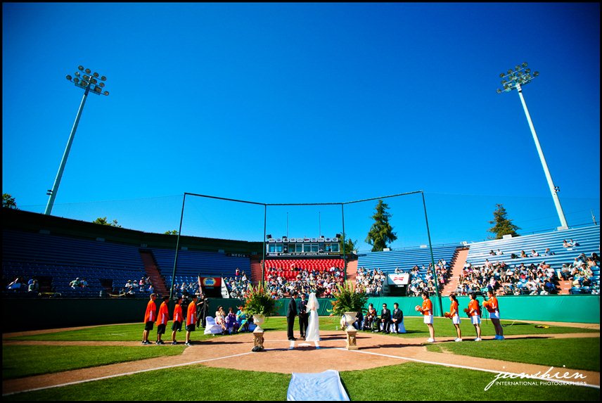 088 YoolyDarren 11614 Bay Area wedding photographer | San Jose Municipal Baseball Stadium | Yooly and Darren